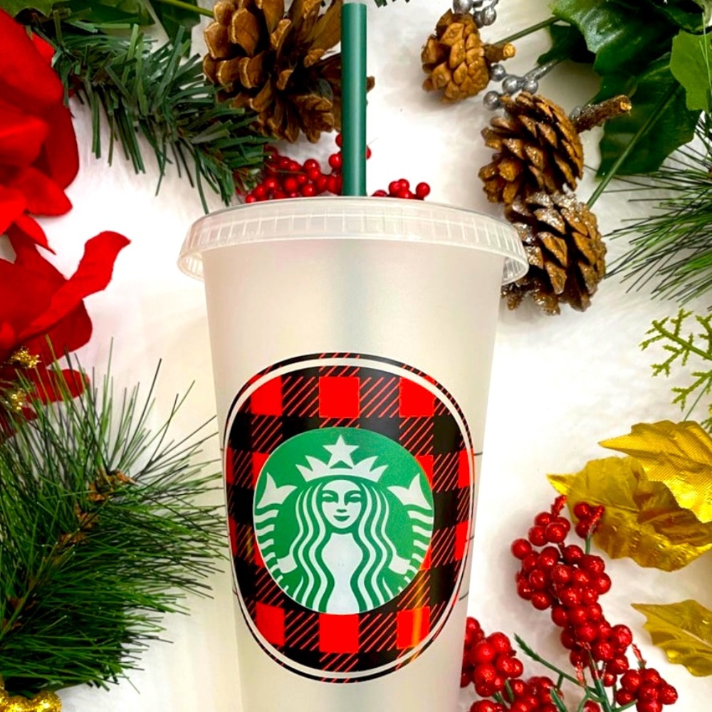 Buffalo red plaid Christmas cup